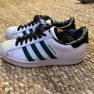 Adidas Superstar White with Green Stripes